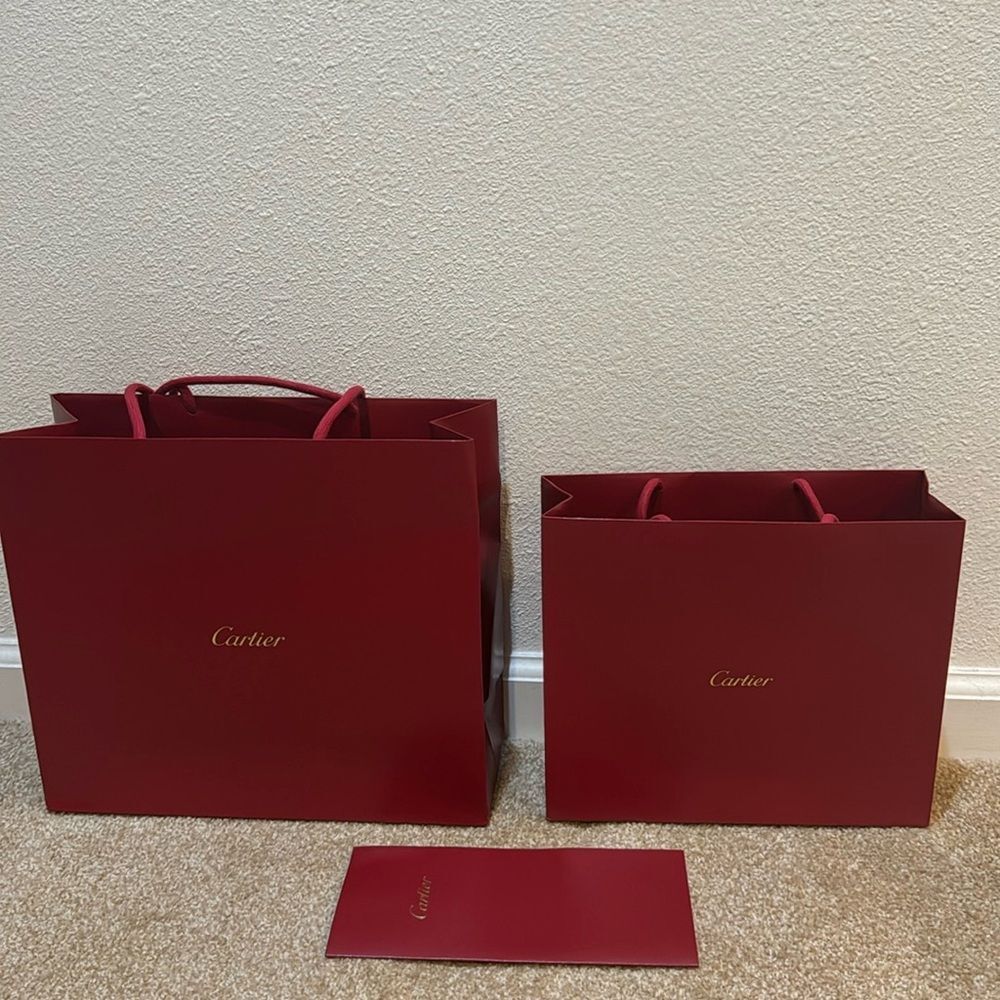 Cartier Authentic Designer Paper Bag with receipt holders
